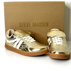 Steve Madden Sneakers Shoes Women's Retro Style Gold Madrid Size 8 - New